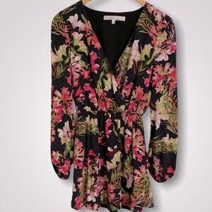 Lovers + Friends XS Long Sleeve v Neck Floral Dainty Fairy Mini Dress